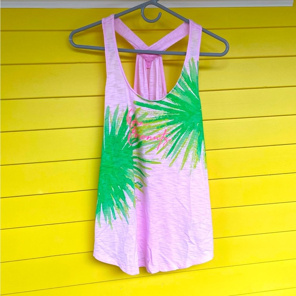 Lilly Pulitzer “Gone Coconuts” Candy Pink Tank, Slub 100% Pima Cotton- Med- EUC - Picture 3 of 17